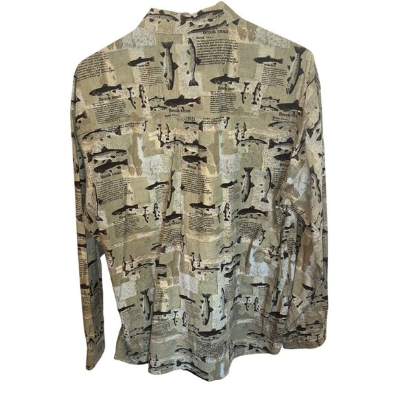 Columbia Sportswear XL Fishing L/S Button Shirt 100% Cotton Brook Trout Green - Picture 2 of 9